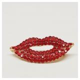 Crystal Red Lips Brooch