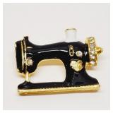 Black Sewing Machine Brooch