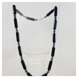 1970's Navy Blue  Beaded Necklace 26'
