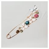 Floral Crystal Pin Brooch