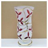Czech Case Glass Vase Cut to RED