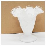 Signed Fenton Silver Crest Spanish Lace Glass Vase