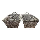 2 Vintage Woven Baskets With Handles