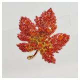Crystal Maple Leaf Brooch