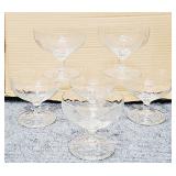 Set of 6 Etched Crystal Stemmed Glasses Vintage
