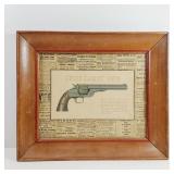 Vintage Jesse James Gun Framed 11 x 13'
