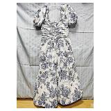 Blue & White Cotton Dress with Pockets Sz Small