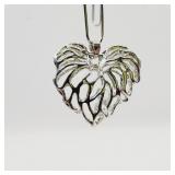 Silver tone Filigree Heart Pendant