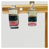 Hinged Back Enamel Earrings Circa 1980's