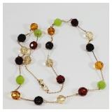 Vintage Crystal Bead & Chain Necklace 36'