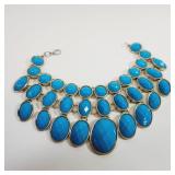 Blue Statement Bracelet 7'