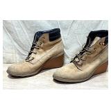 Timberland Leather Wedge Heel Boots Size 8.5