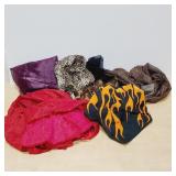 Scarves Red Cape  Black Cape and Fabric Lot