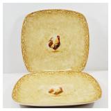 2 x 11' Charger Serving Plates Rustic Rooster
