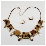 Vintage Animal Print Earrings & 16' Necklace SET