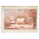Vintage Print Inn Scene Near New Haven