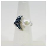 Whale Tail Crystal Ring Size 5.5