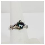 Mystic Rainbow Crystal Claddagh Ring Size 7
