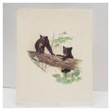 Vintage 1975 Glen Loates Print Black Bear Cubs