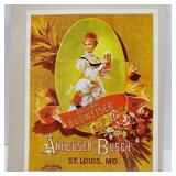 Budweiser Anheuser-Busch Vintage Poster 17 x 13'
