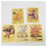 5 Pokï¿½mon Style Gold Foil Fan Art Cards