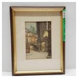 Signed Antique Aquatint Etching La Grosse Horloge