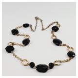 Black Bead and Chain Sweater Necklace 38'