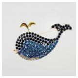 Blue Crystal Whale Brooch