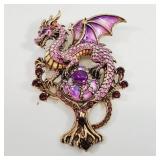 Large Purple Dragon Brooch
