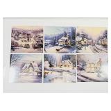 Thomas Kinkade 6 Vintage Winter Holiday Postcards