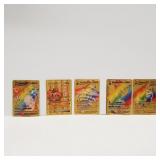 5 Pokï¿½mon Style gold Foil Fan Art Cards