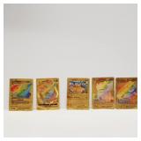 5 Pokï¿½mon Style gold Foil Fan Art Cards