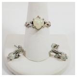 Claddagh Ring with Earrings Size 8
