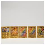 5 Pokï¿½mon Style gold Foil Fan Art Cards