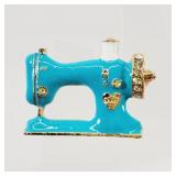 Sewing Machine Brooch Turquoise Colour