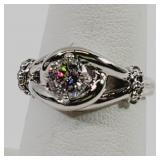 Crystal Ring Size 7 Signed