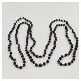 Black Glass Beaded Necklace 60' Long Flapper Style