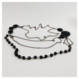 Multi Strand Black Bead & chain Necklace 20'
