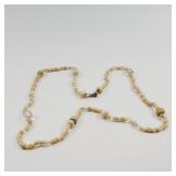 Agate bone & Crystal Beaded Necklace 30' Vintage