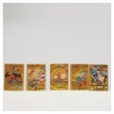 5 Pokï¿½mon Style gold Foil Fan Art Cards
