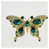 Green Crystal Butterfly Brooch