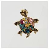 Colorful Crystal Turtle  Brooch