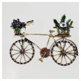 Large Crystal Bicycle Brooch