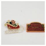 2 Hallmark Christmas Brooches 1985