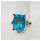Stunning Blue Crystal Ring Size 9.5