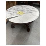 Round cocktail table marble top fancy carved 18