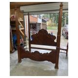 Nice fancy carved mahogany queen size bed with