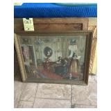 Frame Victorian picture behind glass 34 inches