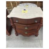 Marble top three drawer nightstand 26 inches high