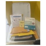 Tote with lid, office, supplies, address, labels,